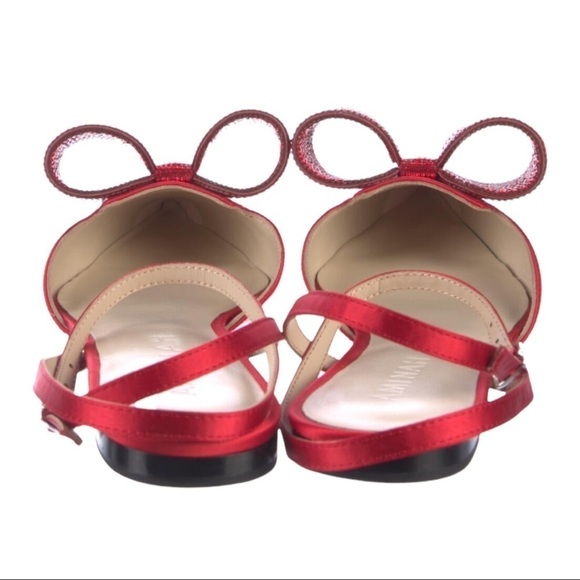 Amina Abdul Jillil | NWB Satin and Crystal Bow Tuxedo Flat in Red - Size IT 41 - Picture 5 of 7